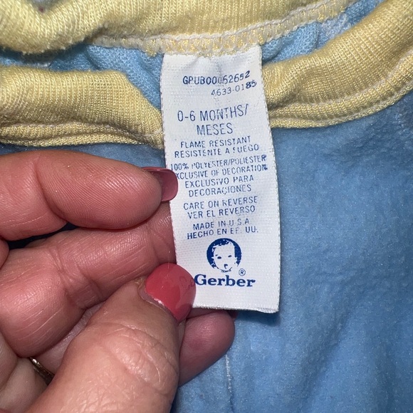 Vintage Gerber Blue Footie Pajamas Zip Up Sleep Outfit With Feet 0/6M - Picture 6 of 8